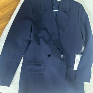 bishop + young Double-Breasted Navy Blazer